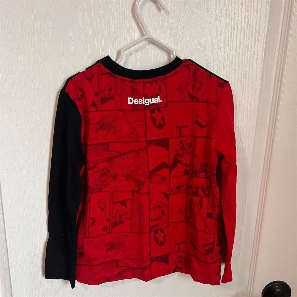 Desigual Kids Marvel Avengers Captain‎ America Long Sleeve T-Shirt Size 3/4 NWT